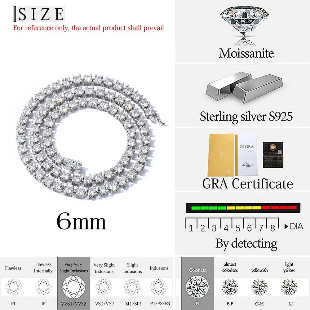 Fine Jewelry Hip Hop 925 Sterling Silver VVS Moissanite Diamond Cluster Tennis Chain Bracelet Necklace for Men Women Fine Jewelry Hip Hop 925 Sterling Silver VVS Moissanite Diamond Cluster Tennis Chain Bracelet Necklace for Men Women