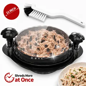 XL Chicken Shredder Tool Twist, 11-Inch Large Capacity Meat Shredder Bowl with Visible Lid, Ergonomic Handle, Non-Slip Base, Dishwasher Safe Kitchen Utensils & Accessories for Chicken, Pork, Beef Meal Prep (Elegant Black), Kitchen Accessories