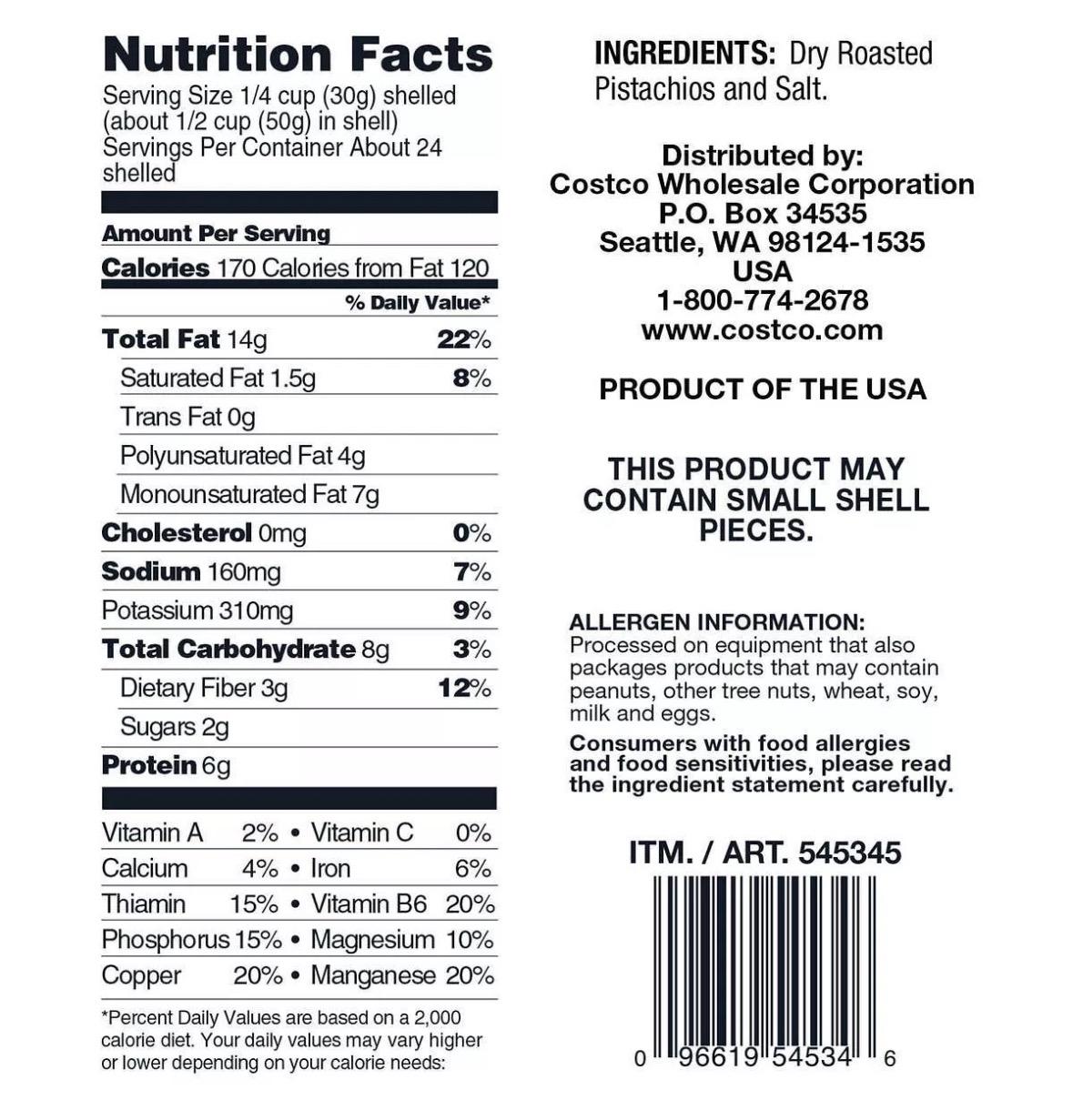 In-Shell Pistachios, Roasted & Salted, Kosher, 3 lb - High Protein Nut