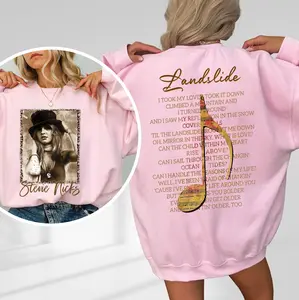 Stevie Nicks Landslide Lyric Sweatshirt, Vintage Sepia Music Note Back Print Hoodie, Retro Fleetwood Mac Rock 70s 80s Shirt, Best Gift for Stevie Nicks Fan, Graphic Tshirt