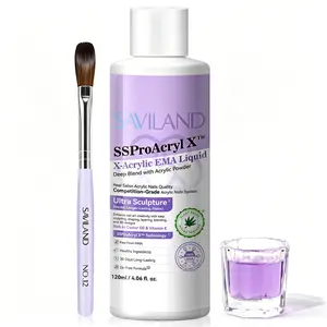 SAVILAND Acrylic Monomer Liquid: 4 oz Nail Liquid for Acrylic Nail Extensions with Size 12 Nail Brush and Dappen Dish, Ideal for Beginners, Home DIY, and Professional Salon Use