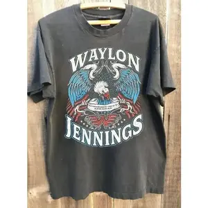 Waylon Jennings Lonesome On'ry Mean short sleeve Charcoal Color Shirt S-5XL
