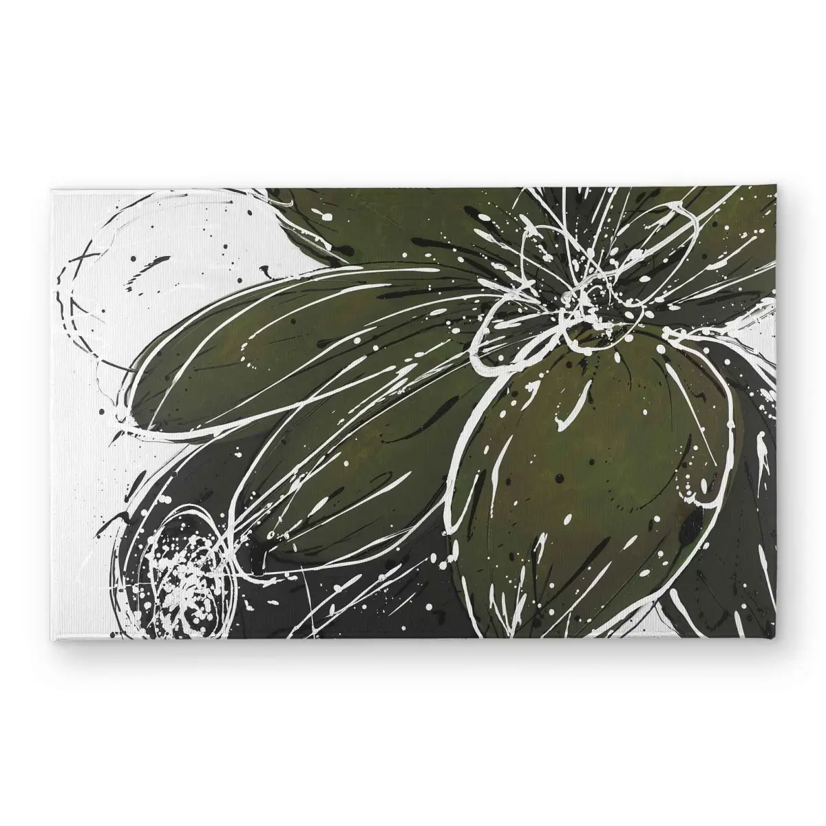 Begin Home Decor CODM2134W2CZWV 21 x 34 in. Green Flower Splash Outline Door Mat - Indoor & Outdoor Decor