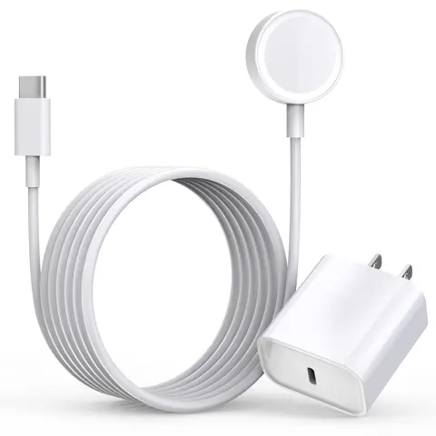 JAYUANONE Magnetic iWatch Fast Charger Set - USB-C 1C-iWatch-Cord, 20W Power US Plug Adapter, 6.6ft Built-in Magnet Portable Cable for Mobile Smartphone Electronic Devices, iPhone-Compatible for Series 1-9/SE