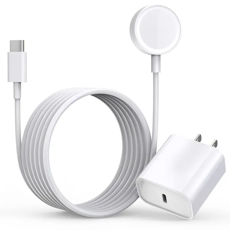 JAYUANONE Magnetic iWatch Fast Charger Set - USB-C 1C-iWatch-Cord, 20W Power US Plug Adapter, 6.6ft Built-in Magnet Portable Cable for Mobile Smartphone Electronic Devices, iPhone-Compatible for Series 1-9/SE