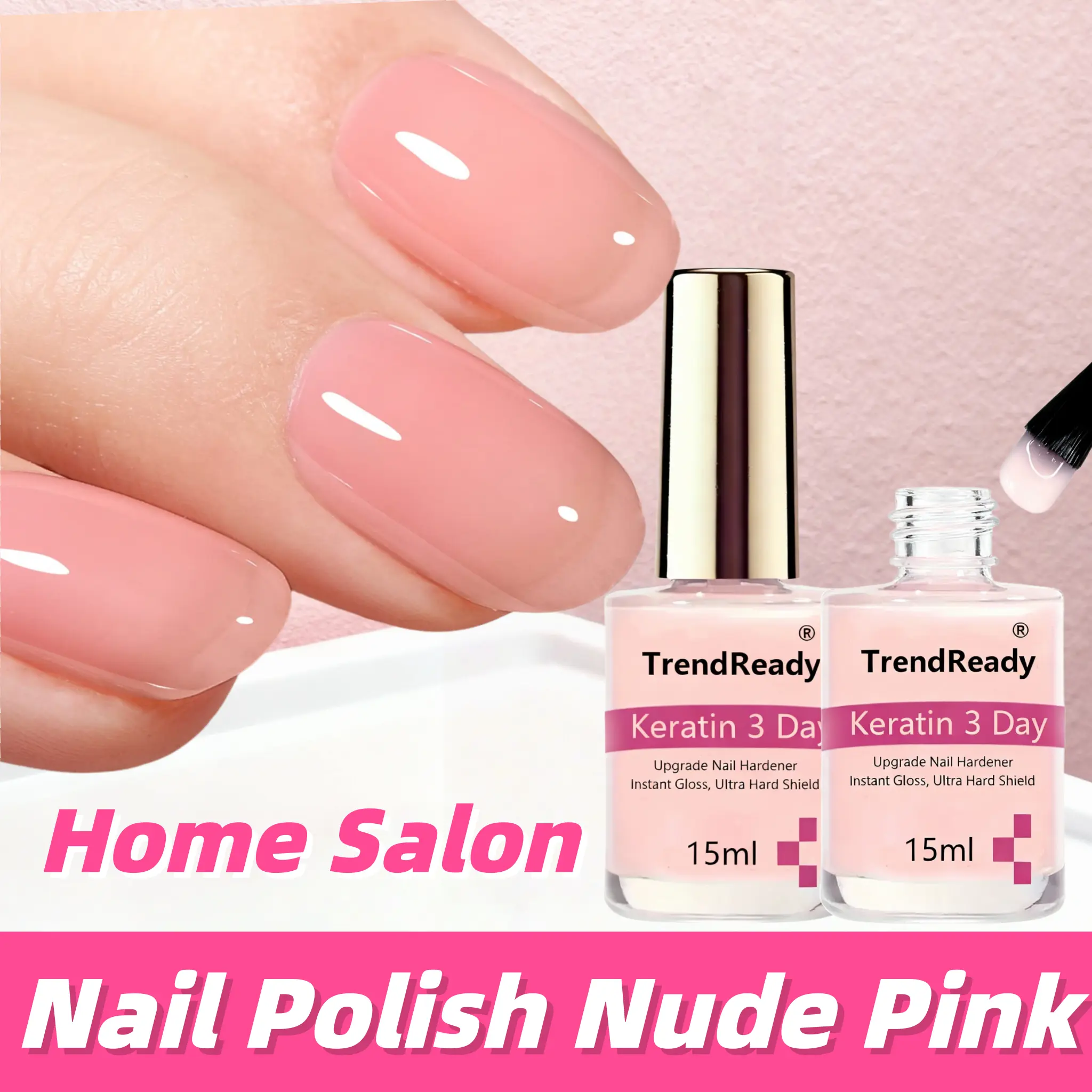 2PCS Nail Hardener Suitable for Weak Nails - Fast Dry Keratin with Vitamin E, 4-in-1 Natural Nail Strengthener for Instant Smoothing, Protein Hardener for Manicure & Pedicure, for Weak, Brittle, Soft, Thin Nails Care Products
