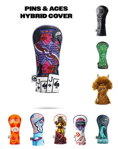 Pins and Aces- Hybrid Golf headcovers - Hybrid Head Covers Unique Fun Designs Durable Premium Construction Reinforced Stitching Soft Protective Interior Fits Callaway, Titleist, Ping, PXG, Nike, TaylorMade Fun, Cute, Trendy Style