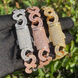 [ICE HUE] 18K Gold Vacuum Plated Copper Cuban Link Bracelet with 5A+ Sri Lanka Zircon, Geometric Diamond-Studded, Miami-Italy-Mexico & Micro Inspired, Unisex Luxury Jewelry for Daily Wear, Gift Idea, Classic Hip Hop Simple Sporty Styles