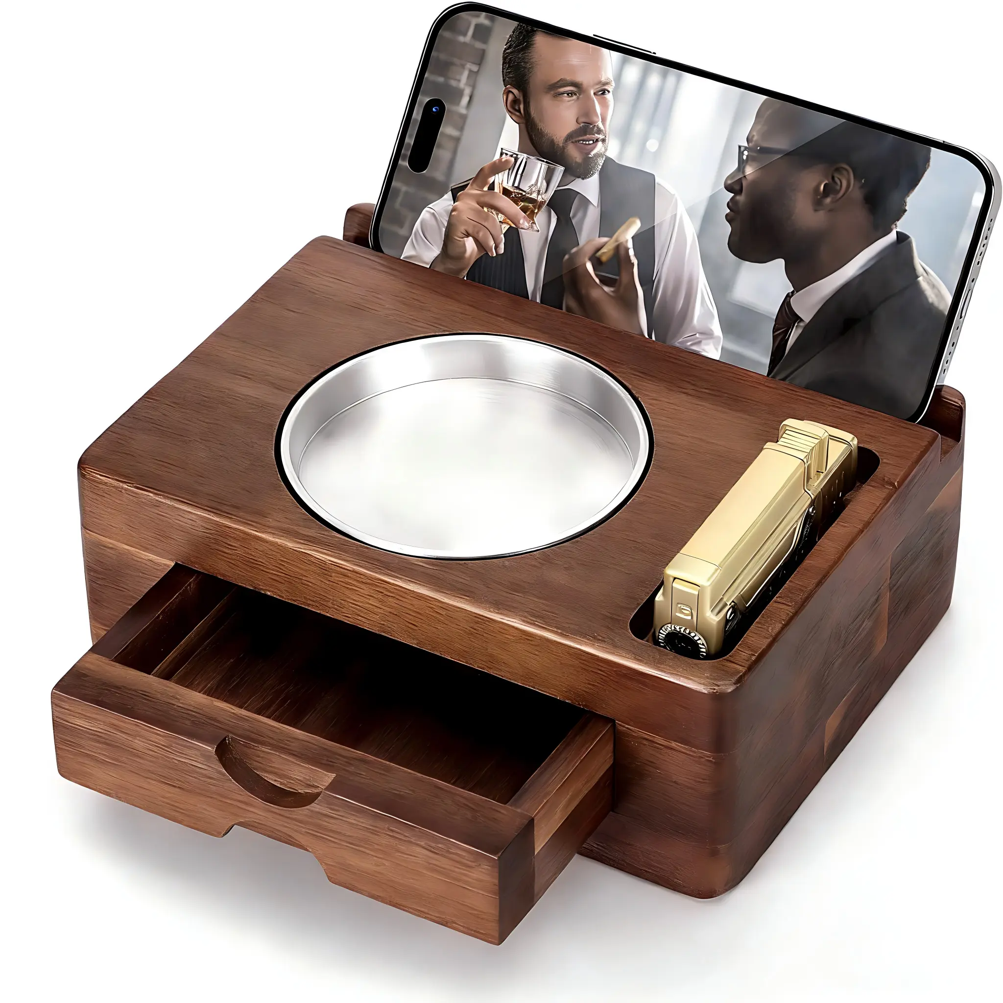 Vintage Handmade Wooden Multi-Function Storage Box - Gentleman's Collection Handmade/Miniature/Multi-Function Tabletop Wooden Ashtrays, Organized Home Living Decor, Handmade Wooden Ashtrays, Miniature Wooden Ashtrays
