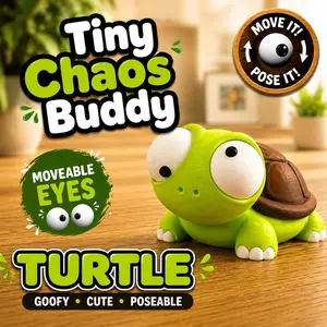 Tiny Chaos Buddy Turtle, Funny Moveable Eyes Desk Decor, Cute Office Desk Buddy, Quirky Turtle Gift, Perfect for Home and Office