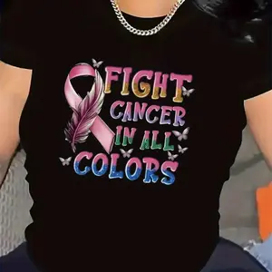Fight Cancer In All Colors T - Shirt | Vibrant Ribbon & Feather Graphic | Comfortable Casual Tee for Cancer Awareness Support Black CLL T-shirts-7092
