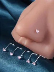 Stainless Steel Nose Ring, L-shaped Nose Stud, Cubic Zirconia, Unique and Stylish Nose Piercing Jewelry for a Personalized Look