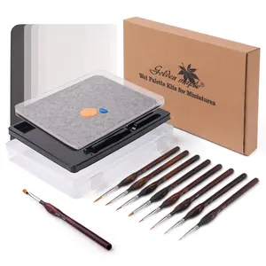 Golden Maple Wet Pallets for Painting Miniatures - Stay Wet Palette for Acrylic Painting Kit with 9PCS Miniature Paint Brushes, 50PCS Pallet Paper, 2PCS Sponge, 1PC Brush Holder, 1PC Sponge Tray Art Supplies