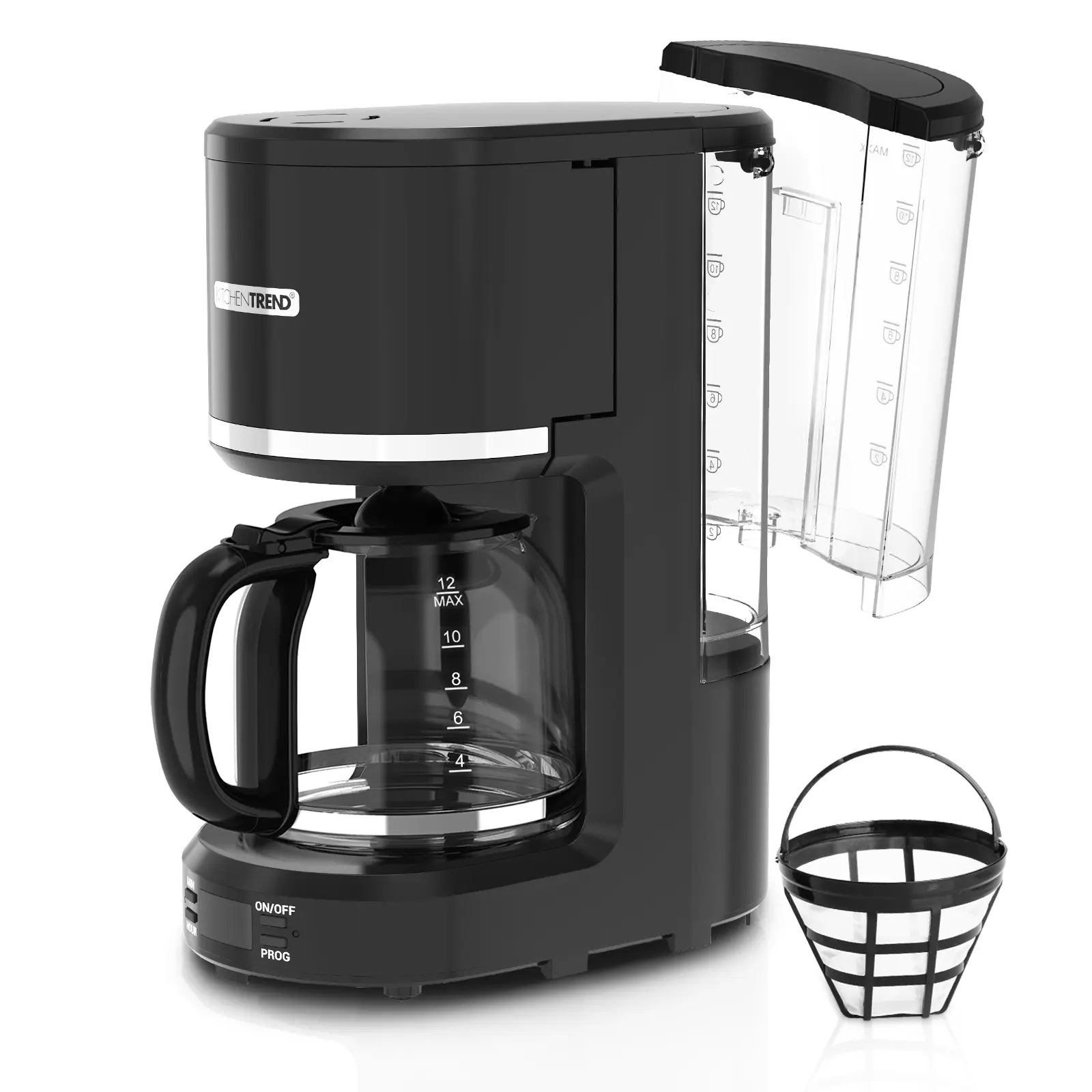 KITCHENTREND Programmable 12-Cup Drip Coffee Maker Machine with Reusable Filter