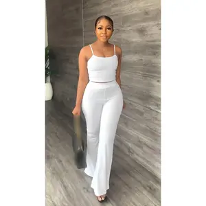 Trendy Summer 2 Piece Pants & Crop Top Set