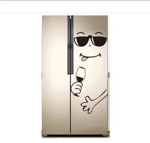 Funny Face Wine Fridge Decal – 30x15 Inch Refrigerator Sticker Peel & Stick DIY Vino Face – Waterproof Vinyl Refrigerator Decals for Door, Fridge Decals and Wraps, Kitchen Decor