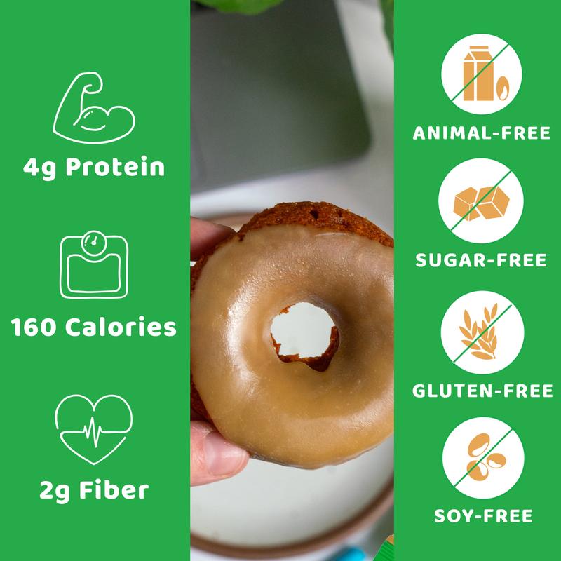Planet Bake Vanilla Bean Donuts 8 Pack - Plant-Based, Low-Carb, Gluten-Free, No Sugar Alcohol, Sweetened for Snack & Dessert