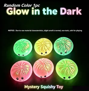 Glow in The Dark Dumpling Squishy Toy, Soft Silicone Stress Relief Squeeze Toy, Glitter & Fluorescent Powder Filled Sensory Toy, Cute Kawaii Play Toy for Kids Adults, Novelty Party Gift
