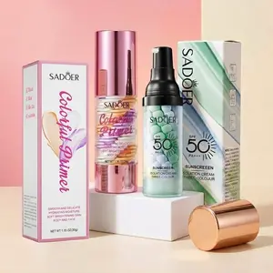 Three-Color Protective Primer, SPF 50 Sunscreen UV, Brightening, Oil-Control, Moisturizing, Skin Tone Correction, Waterproof, Makeup Base