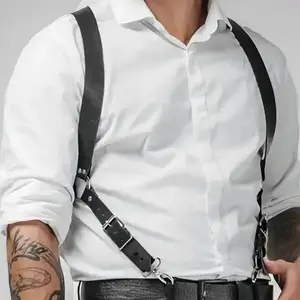 Warandod Men Punk Gothic Leather Chest Harness Shoulder Strap Belt Body Accessory for Festival Cosplay