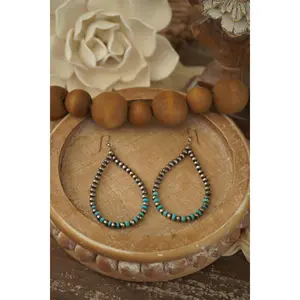 Turquoise and Sterling Silver Pearl Teardrop Earrings