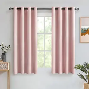 Room Darkening Curtains Thermal Insulated Black Out Drapes Solid Window Treatment Grommet Light Blocking Blackout Curtain for Living Room Bedroom 2 Panels Set 52 x 54 inch Length Baby Pink