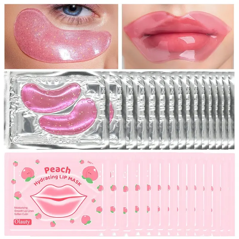 15 Pairs Eye & 15 Pairs Lip Mask – Crystal Gel Eye Patches for Tired Eyes, Hydrating Lip Pads for Daily Care, Smooth Look for Eye Area & Lips, Holiday Gifts