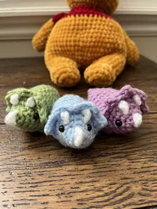 Handmade Small Crochet Triceratops Plush Toy for DIY Knitting & Crochet Enthusiasts