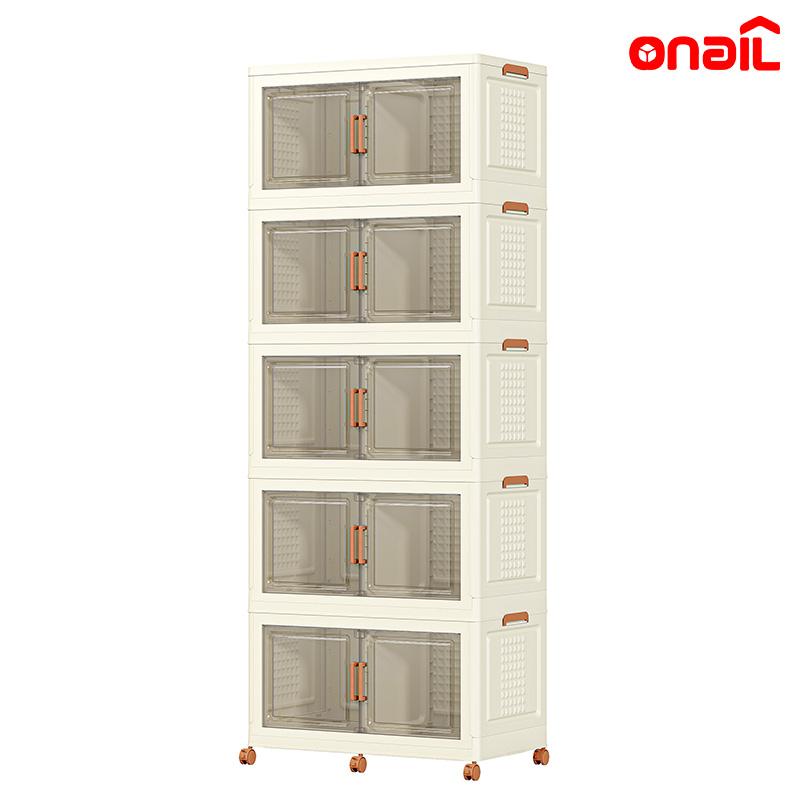 ONAIL  Super large Foldable Storage Box with Lid, Stackable Household Storage Holders with Wheels Space Saving Organizer Organiser