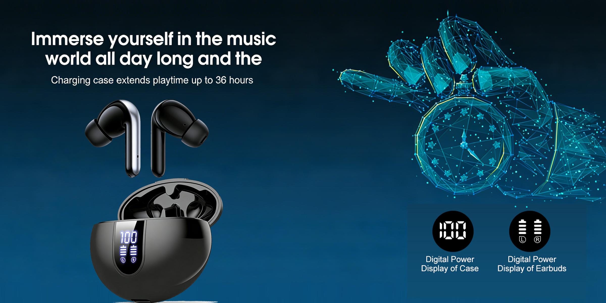 AI Translation Earbuds Real Time 156+ Languages Translator Ear Buds Audifonos Traductores Inglés Español 60H Playtime Wireless Earphones AI Bluetooth Headphones for Travel Meeting Learning Black