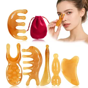 7pcs Facial Massage Tool Set, Face Massager, Gua Sha Board, Head Massage Comb, Nose Eye Massager, Body Back Scraper, Ideal Gift for Women