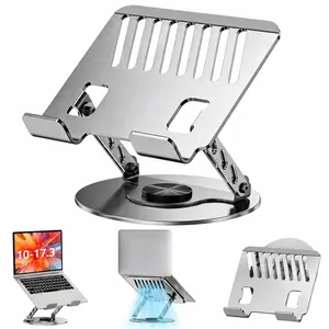 Laptop Stand for Desk - All-Metal Ergonomic Computer Stand & Laptop Riser, 360° Rotatable & Adjustable & Foldable, Laptop Holder for Notebooks (10-17.3"), Gray portable