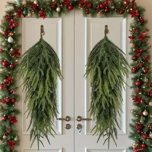 2-Piece Artificial Christmas Tree Branches, 26-Inch Norfolk Spruce Garland, Perfect for Holiday Door Decorations & Home Festive Style, Doorframe Ornament