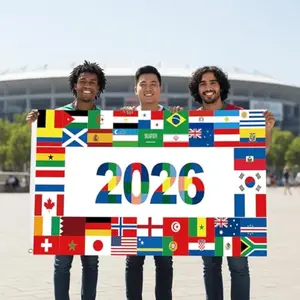 Double-sided 2026 World Cup Flag Officially Licensed Soccer Merchandise Trophy Showpiece Decor for Fans – Large Yard Banner for Home Game Day Party Tailgate