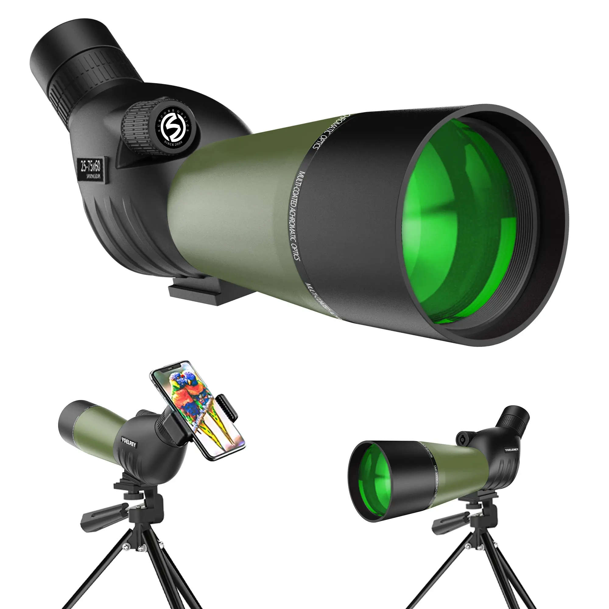 YOELEREY Upgraded 25-75x60 Spotting Scope with Rubber Armor