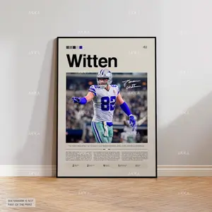 Jason Witten Poster, Witten Cowboys Print, Framed Witten Dallas Art, Witten Wall Decor, Dallas Cowboys Print Fan Gift Idea, Witten Art