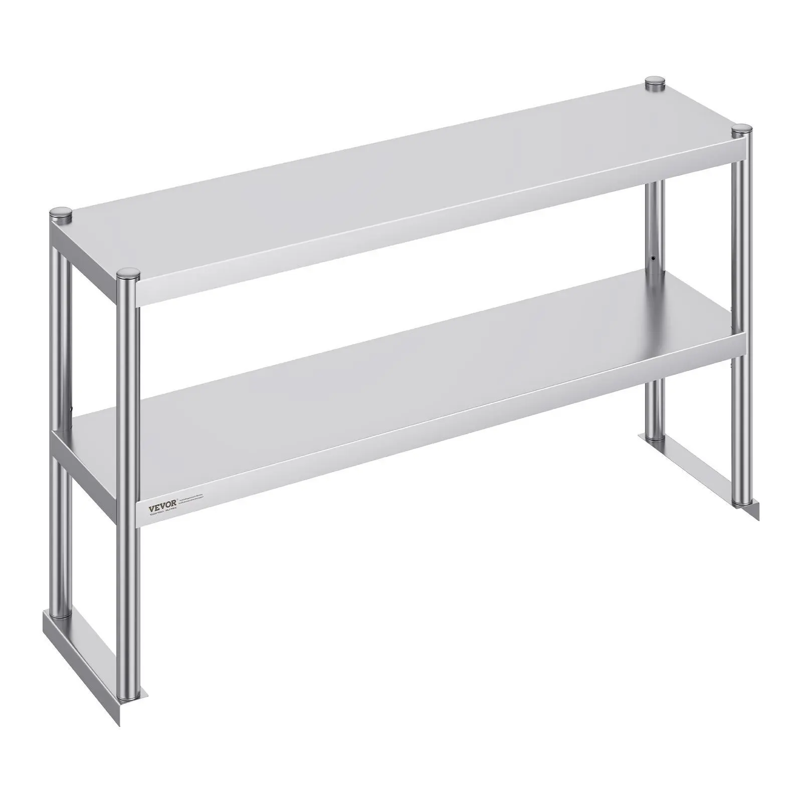 【Summerfinds】VEVOR Double Overshelf, Double Tier Stainless Steel Overshelf, 12 x 48 Inch Double Deck Overshelf, Height Adjustable Overshelf Prep Work Table for Kitchen, Restaurant and Workshop