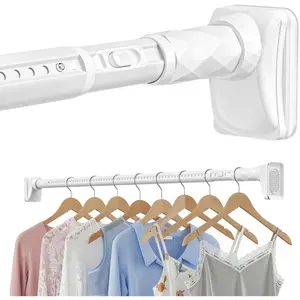 Adjustable No Drilling Heavy Duty Extra Long Tension Closet Rod for Hanging Clothes, 40-126In(3-10ft), 33lb Load 1.26in Diameter One-Bond Stretching White