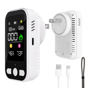 4 in 1 Multifunctional Plug-in Detector,Natural Gas & CO,Temperature and Humidity Detector,1000mAh Rechargeable Backup Battery,HD Digital Display,24 Hour Home Safety for House,RV,Apartment & Travel
