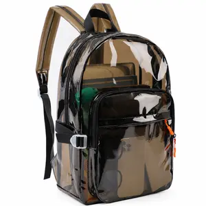 Premium Clear Backpack Large Capacity Heavy Duty Transparent PVC Backpack Waterproof Stadium Approved Bookbag Fits 15.6 Inch Laptop for School College Concert Travel Gym Work Sports Events,YM103