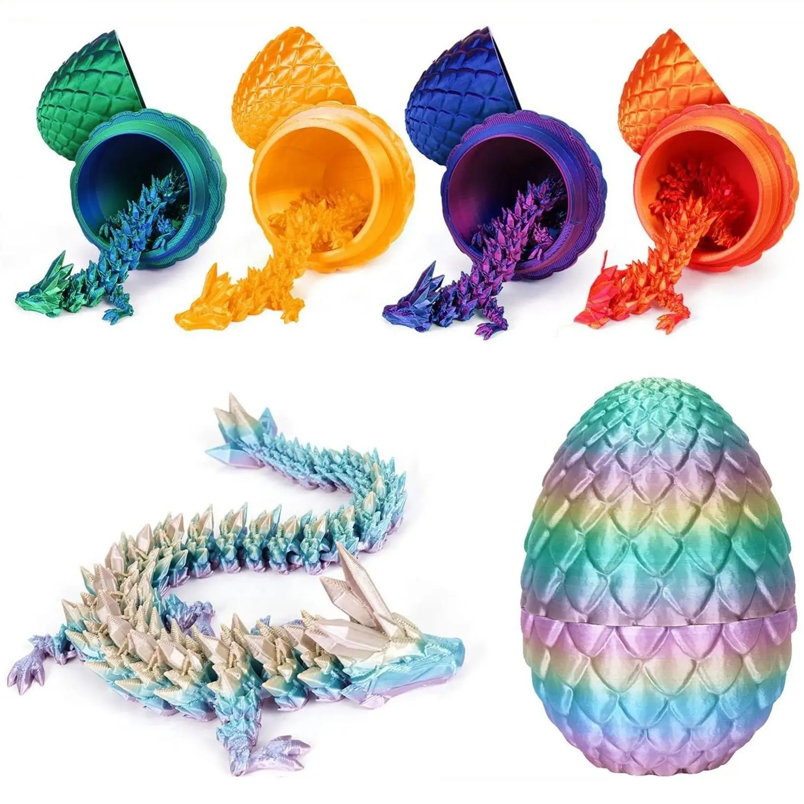 3D Printed Dragon Statue, 1 Count Colorful Gradient Design Dragon Egg Ornament, Stuffing Easter Eggs, Creative Desktop Decoration for Home Office, Hom