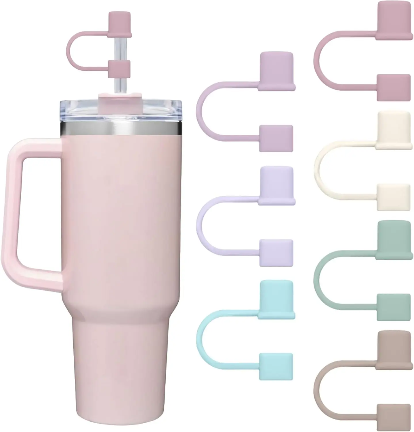 7Pcs Straw Cover Cap for Stanley Cup,Simple 10mm(0.4inch) Silicone Straw Toppers for Stanley 40&30oz Tumbler Accessories-Multicolor