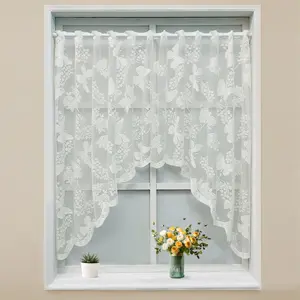 New style warp-knitted lace butterfly on flower half curtain, window curtain, coffee curtain, kitchen partition curtain, living room and bedroom decoration