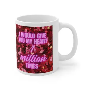 One Million Hearts Ceramic Mug 11oz Coffee Cup Drink Drinkware