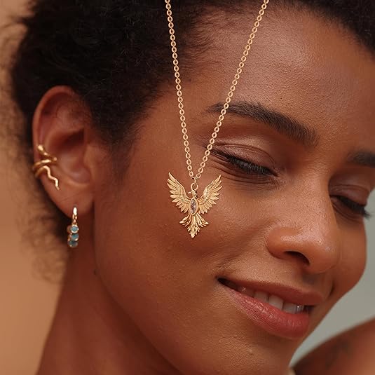 Fettero  Gold Plated Dainty Necklaces for Women | Bird, Wing, Cross, Anchor, Love Heart, Moon Pendant Charm Necklace Jewelry for Dainty Everyday Wear