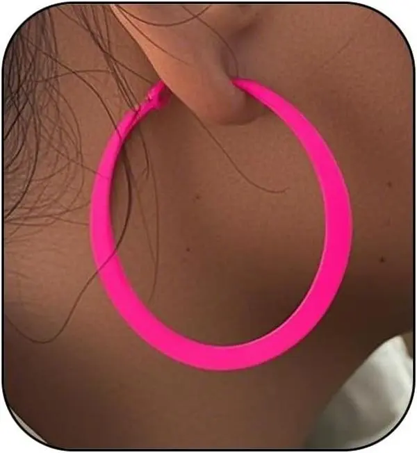 Neon Hoop Earrings for Women Exaggerated 80s 90s Colorful Chunky Statement Hoops Earring Lightweight Hypoallergenic Big Hoops for Glow Party Outfits Y2k Jewelry Accessories