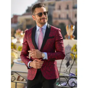 Men's Suit Shawl Lapel Jacket Tuxedo Style Blazer - Formal Dinner Jacket for Wedding, Prom, Gala Fabric Menswear jackets leather jacket Polyester Elegant Polyester Elegant  Classic