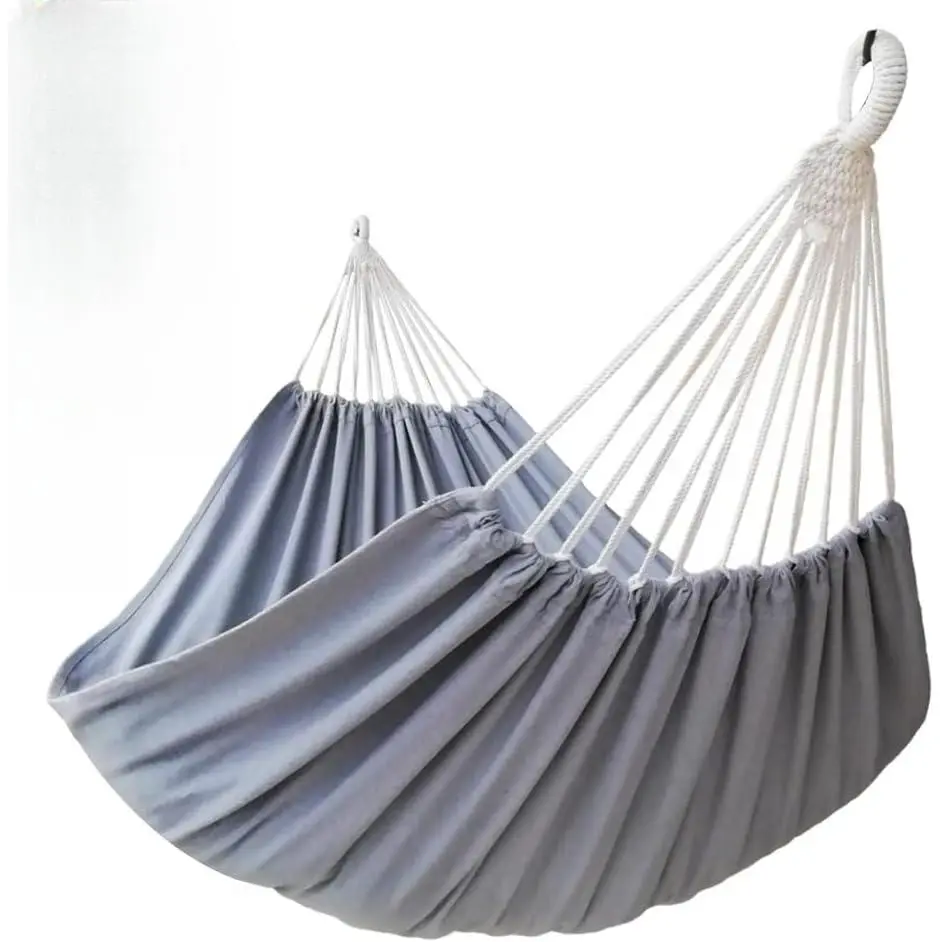 2-Person Extra Large Canvas Cotton Hammock, 87x65 in, High Load Capacity, Cotton Fabric Hammocks for Outside, Ideal for Patio Outdoor Relaxation (Indoor Use Compatible), Two People Fit