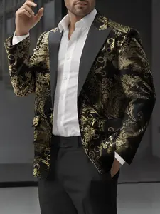 Men's Floral Blazer Jacket, Casual Fitted Woven Fabric, Perfect for Weddings Parties Evenings, Fashion Essential for All Seasons, Long Sleeve