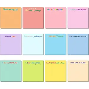 12 count Snarky Office Sticky Notes Funny Note Pads Work Sucks Complaining Quotes Vibrant Negative Passive Office Notepads Adhesive Memo Pad for Colleague Supplies, 3 x 3 Inch(Cute Style)